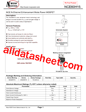 60 V 150 A N-Channel Power MOSFET in TO-220-3L