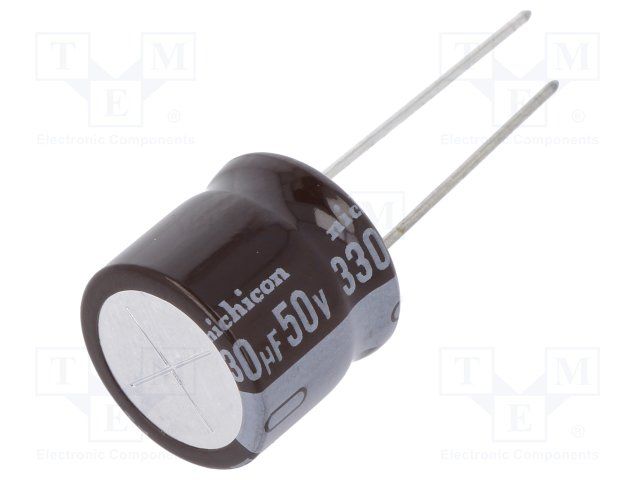 330uF 50V Aluminum Electrolytic Capacitor, Radial, 925mA, 105°C