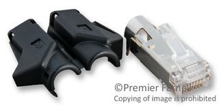 RJ11 Connector, 8P/8C, Shielded, IDT, Straight, Cable Mount, Gold Plated Copper