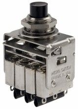 Switch Push Button N.O./N.C. 4PDT Round Plunger 5A 250VAC 30VDC Momentary Contact Panel Mount Turret
