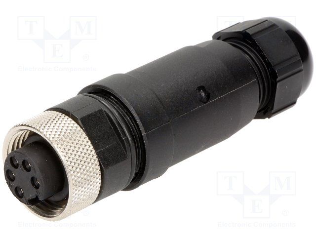 5 Pos Female Mains Power Connector, 8A, 600V, Gold Contacts, IP67