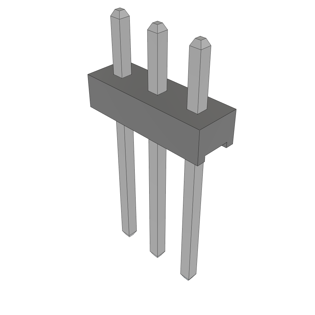 Unshrouded 3-Contact HDR Header, 2mm Pitch, Through Hole Mount, -55 to 105°C