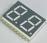 Super Bright Yellow Green 0.40" Digit Height, Dual Digit SMD LED Display-20 pin, 570 nm, 7 mcd, Gray Face-White...