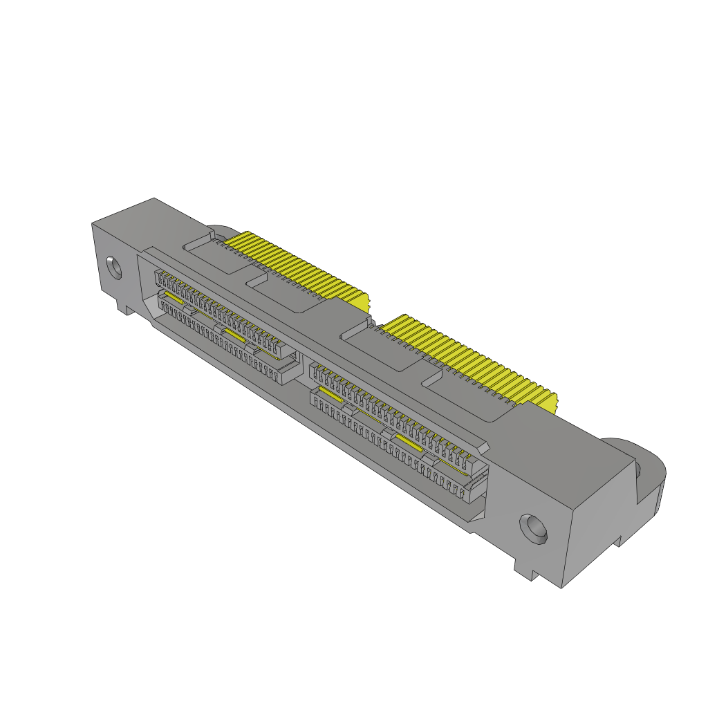 100-Position 2-Row Shrouded Receptacle Header, Surface Mount, Gold Plated, Bronze Contact