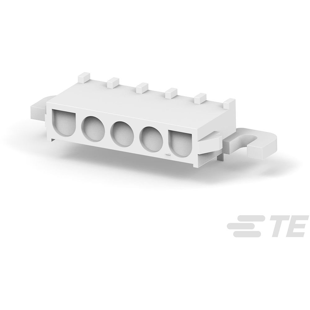 5 Pos Power Connector, 12A, 600V, 6.35mm, Solder RA, Thru-Hole, Female Socket
