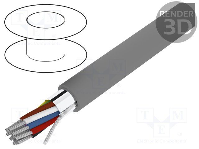 24AWG 10C Shielded Multi-Conductor Cable, 300V, 100ft