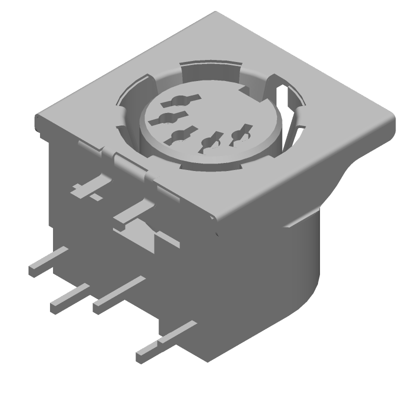 5 Pos DIN 41612 RCPT, Shielded, 7.5A, 250V, Solder, RA