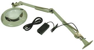 MAGNIFIER, INSPECTION, ILLUMINATED, 2.25X; Arm Length:43; Tool Body Material:Steel; Magnification:2.25X; Supply Voltage:240V