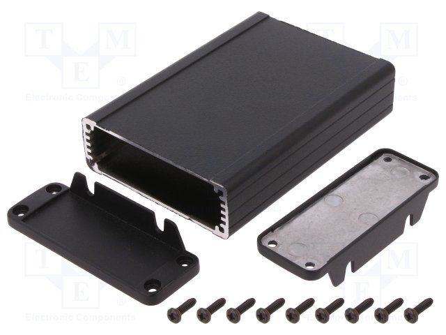 Enclosures, Boxes, & Cases EMI/RFI Alum/Flanged 4.73x3.3x1.12" Black