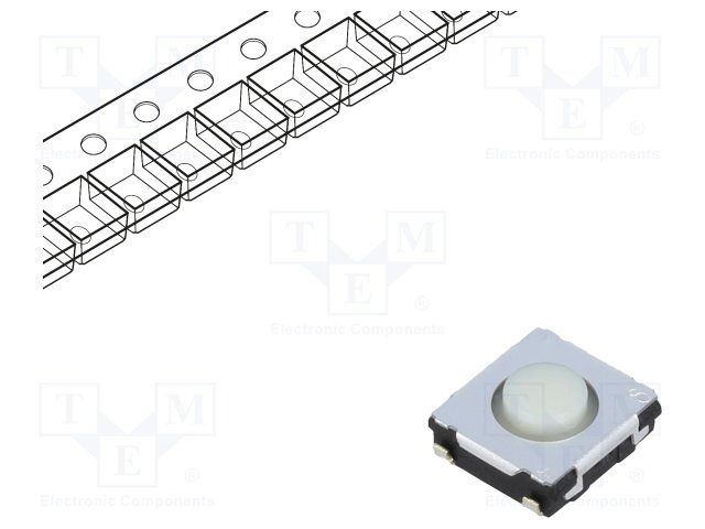 Tactile Switch SMD SPST 20mA 15VDC 2.6N J-Bend White