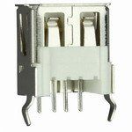 USB 3.0 Type A Receptacle, 4 Pos, Solder, Thru-Hole, 1 Port