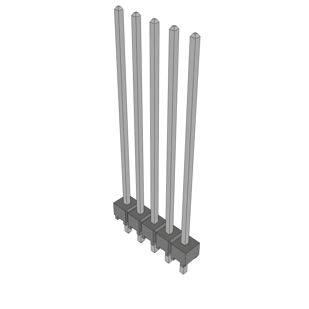 5-Contact Unshrouded HDR Header, 2.54mm Pitch, 1 Row, Through Hole Mount