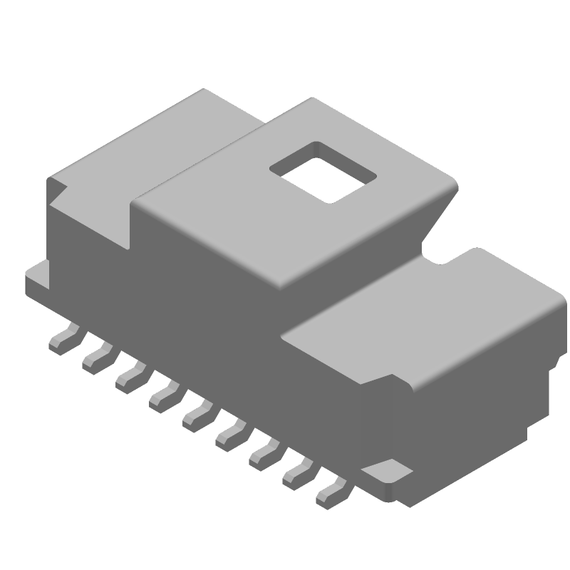 9 Pos 1mm RA SMD Header, 50V, 800mA, Tin Plated