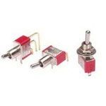 Switch Toggle ON None ON DPDT Round Lever PC Pins 20VAC 20VDC 0.4VA PC Mount with Bracket and Threads