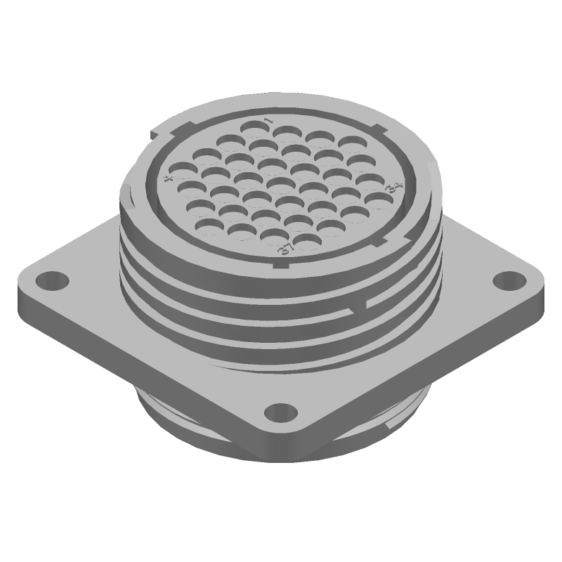 37 Pos Circular Connector, Crimp, Nylon, Black, Panel Mount