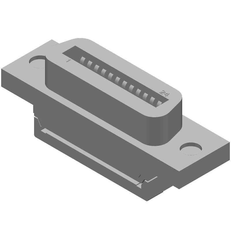 24 Pos RA IDC Female Connector, Shielded, Gold Plated