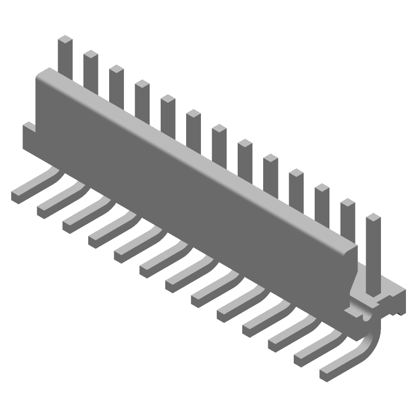 13 Pos Wire-to-Board Header, 7A, 600V, RA, TH, 0.156" Pitch