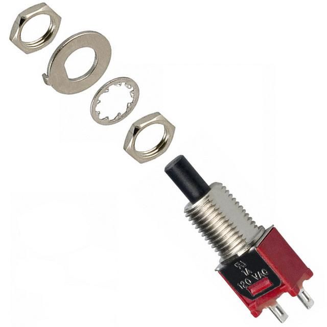 SPST-NO Pushbutton Switch, 1A 120VAC, Panel Mount, Solder