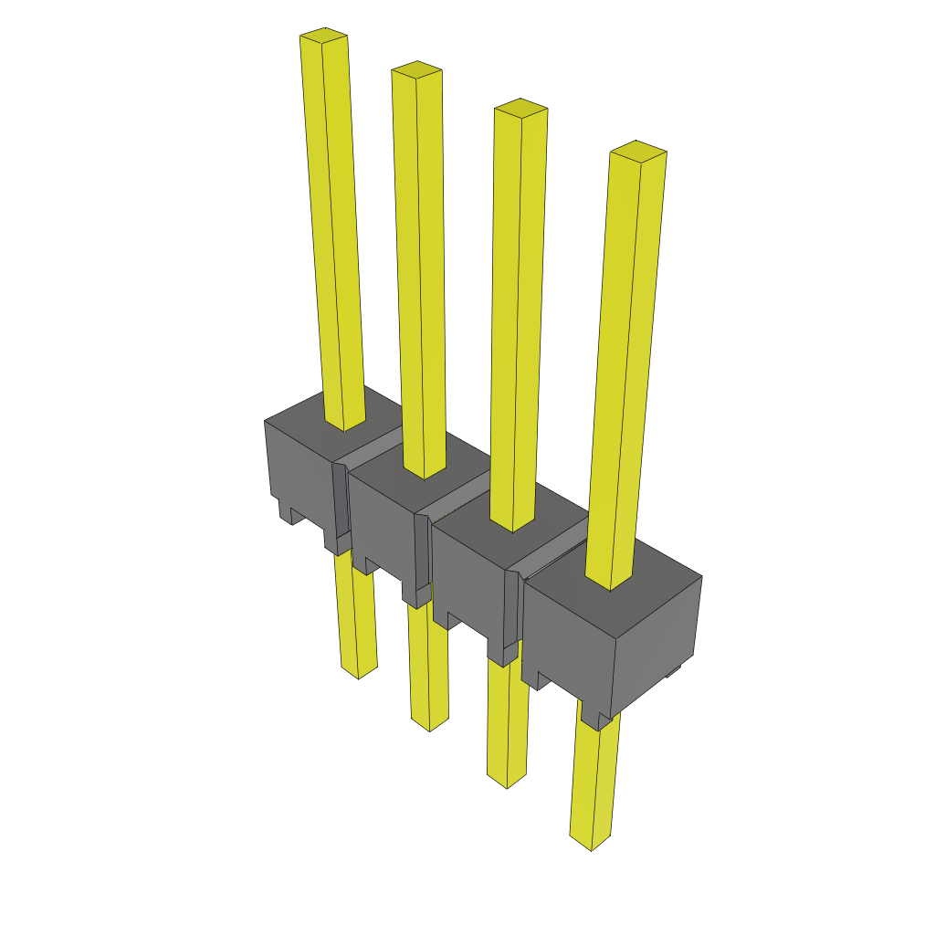 4-Contact Unshrouded Header, HDR, 2.54mm Pitch, Through Hole Mount