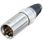 5 Pin Male Power Connector, 50V 7.5A, IP65, Solder, Gold Contacts