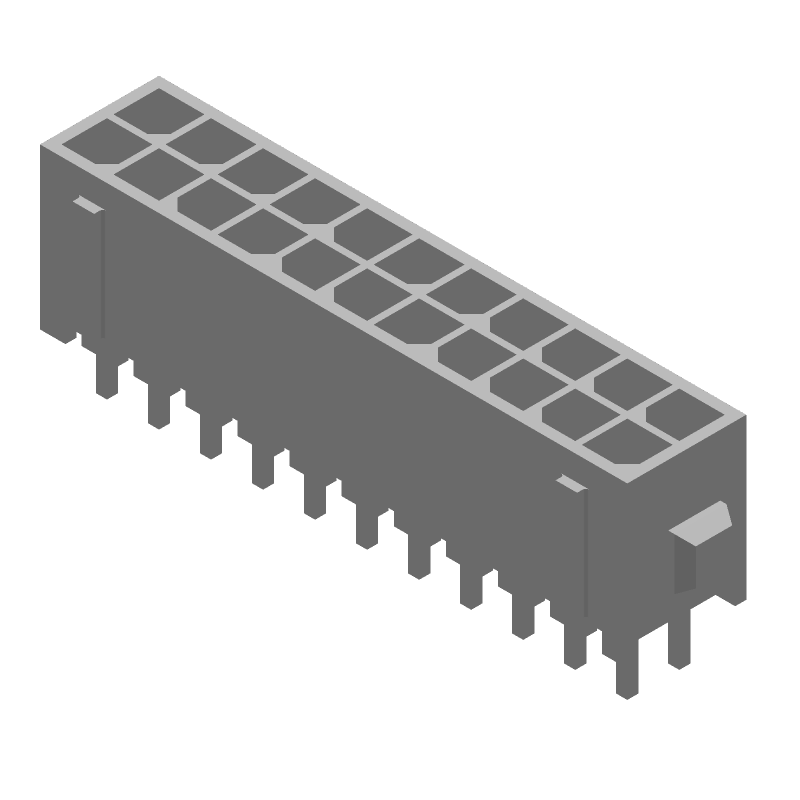 22 Pos Power Connector, 5A, Tin Plated, Solder ST, Thru-Hole