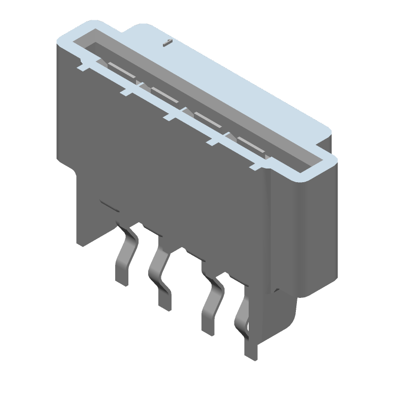 4 Pos FFC/FPC Connector, 2.54mm Pitch, ZIF, Thru-Hole, Solder