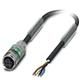 Sensor/actuator cable, 4-position, PUR halogen-free, black-gray RAL 7021, free cable end, on Socket straightM12, A-coded, with 2 LEDs, cable length 10 m