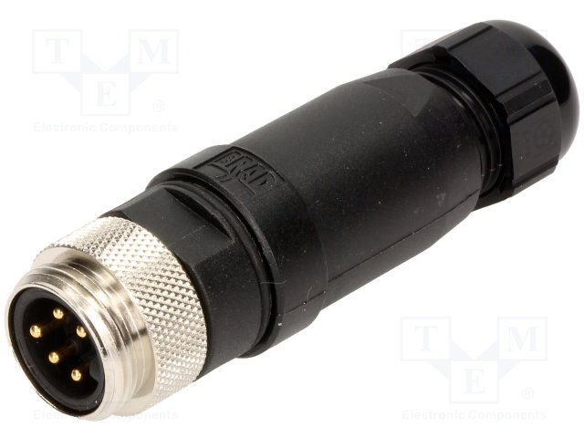 5-Pos Circular Connector, 8A, 600V, Gold, IP67, Screw Term