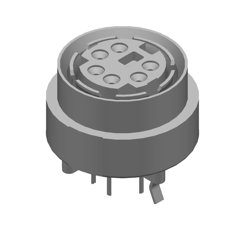 6 Pos Circular Connector, Female, Solder, Thru-Hole, 1A, 30V