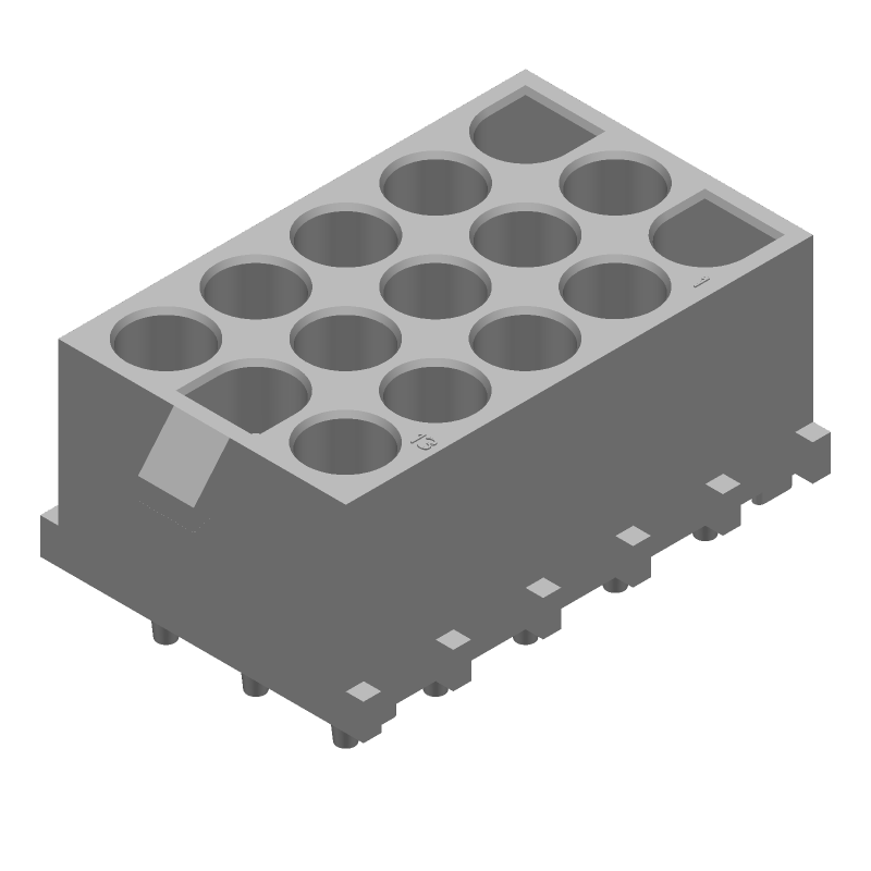 15 Pos Male Pin Header, 19A, 600V, Wire-to-Board, Straight