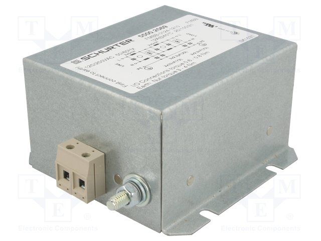 12A 250V EMI/RFI Power Line Filter, 5mH, 2.2uF, Chassis Mount