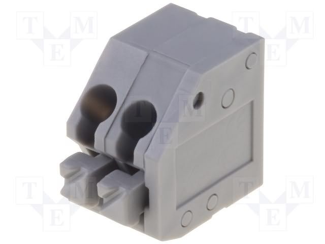 PCB terminal block; pitch 3.5mm; 2-ways; oblique entry; range wire 0.2-2.5mm2 (AWG 26-16); spring-loaded; grey; UL...