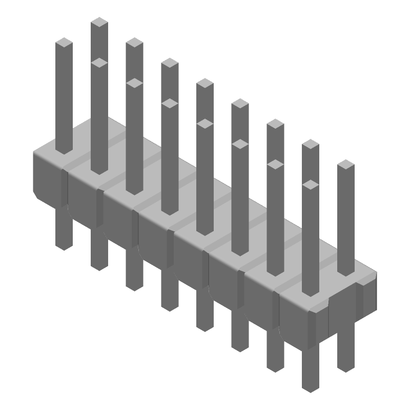 16 Pos 2.54mm Header HDR, Male, Gold, 3A, Thru-Hole, Green