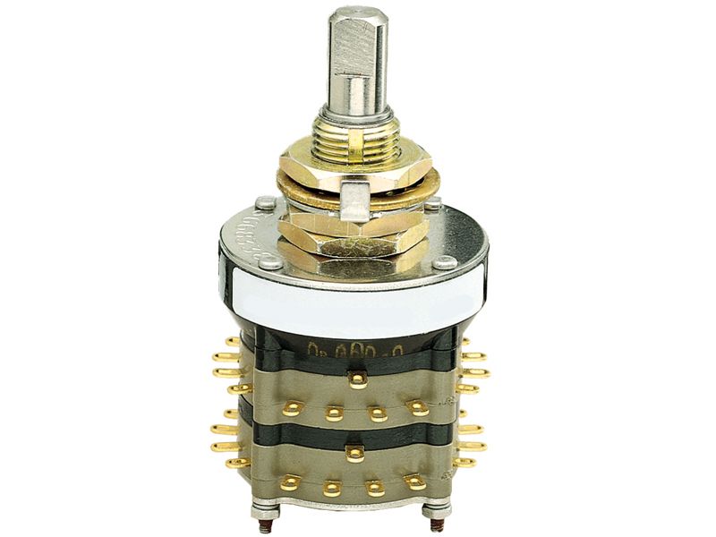 Switch Rotary SP14T 14 Flatted Shaft Solder Lug 0.25A 30VDC