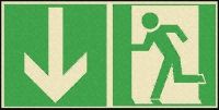 Aluminium Fire Exit Down Non-Illuminated Emergency Exit Sign, 300 x 150mm