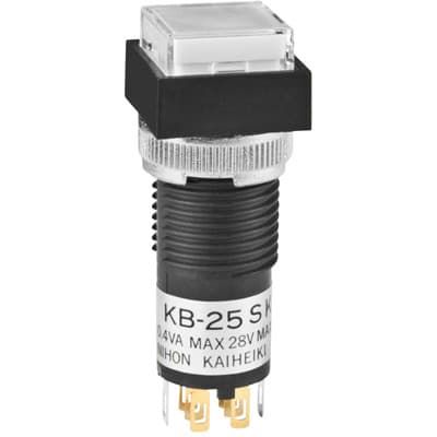 Switch Push Button ON (ON) DPDT Square Button 0.1A 28VAC 28VDC 0.4VA Momentary Contact Panel Mount Solder Lug