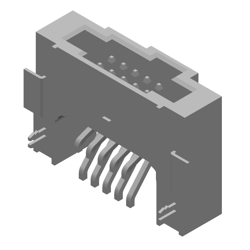 10 Pos RA Header, 0.05" Pitch, 500mA, Gold/Tin/Lead Plated