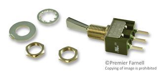 SPDT Toggle Switch, 6A 250VAC, PC Pin, Flat Lever