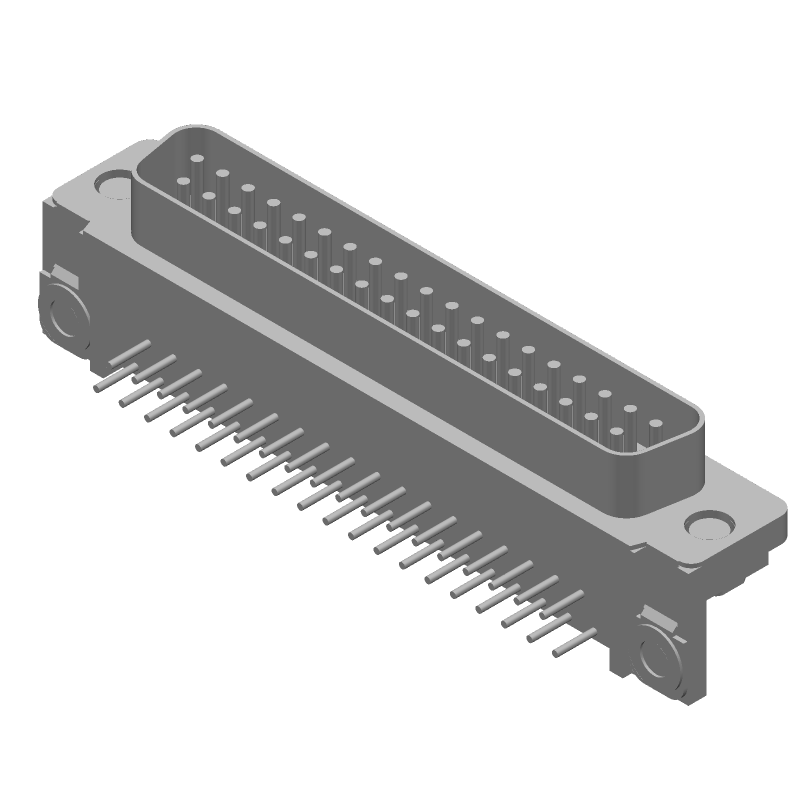 37 Pos D-Sub RA Plug, Male, Gold/Tin Plated Brass, Metal Shell