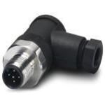 Connector, 5-position, Plug angled M12, A-coded, Screw connection, knurl material: Stainless steel 1.4404, cable gland Pg7, external cable diameter 4 mm to 6 mm