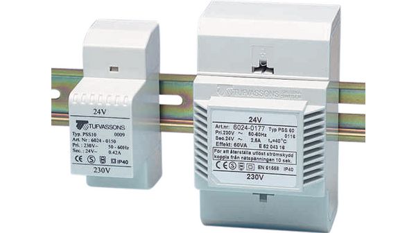 Safety transformer 230 VAC, 50. . .60 Hz 24 VAC 60 VA, PSS60 230/24V, Tufvassons Transformator