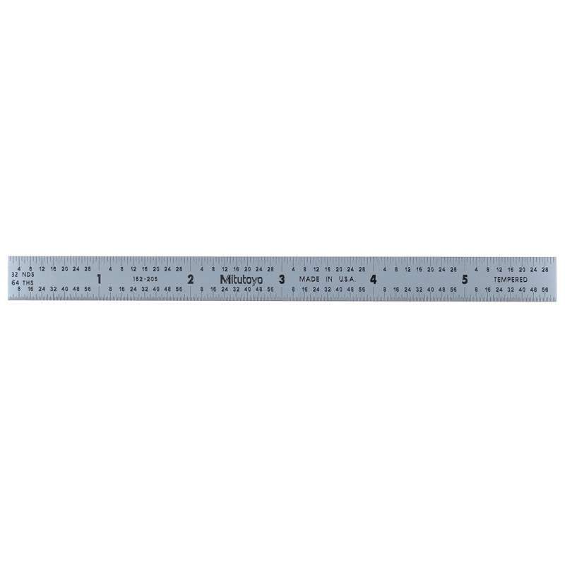 182-205 Ruler, Flexible, 6"/150mm, 1/2" Wide, Stainless Steel, Satin Chrome Finish