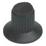 Control Knob, Round/Skirt Nylon Black 16.81mm 22.71mm