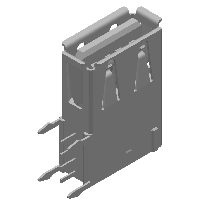 USB R/A Receptacle, 4 Pos, Gold, Through Hole, 1A, 30V