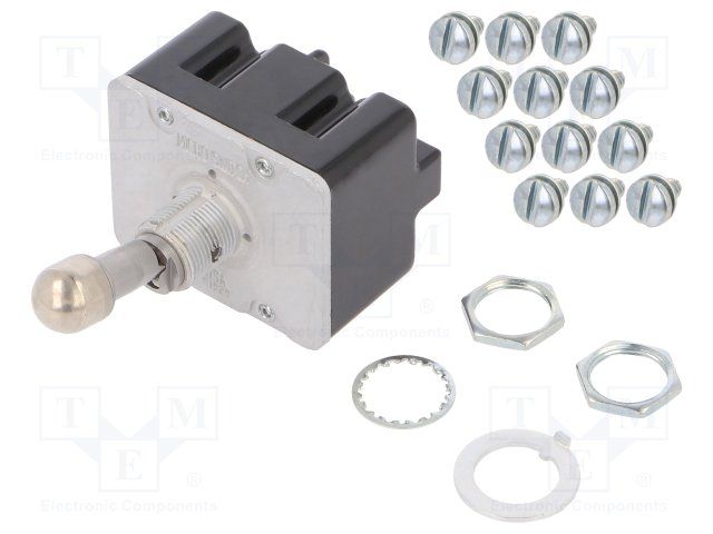 4PDT Toggle Switch, 20A 250VDC, Locking Lever, Screw Term