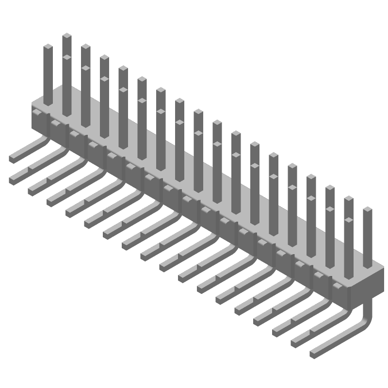 34 Pos 2.54mm RA Header, Male, Gold, 3A, Thru-Hole