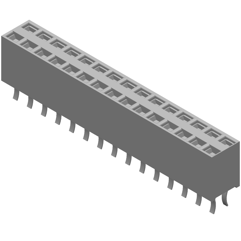 2.54mm 15 Pos 2 Row Socket Header, Straight, Gold, 3A