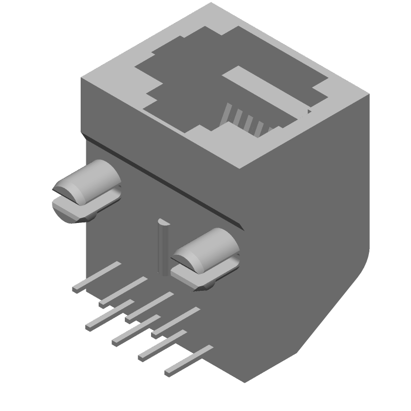 RJ11 Connector, Female, 8 Pos, Right Angle, Solder, 150V
