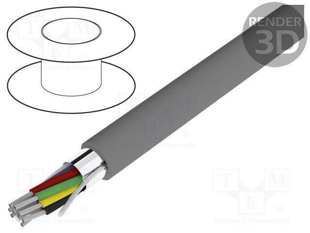 24AWG 9C Shielded Multi-Conductor Cable, 300V, 100ft