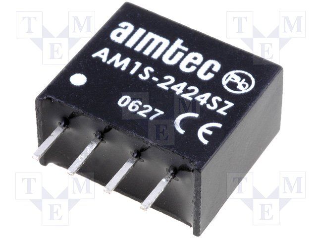 DC/DC Converter; Product Weight  (grams): 1.5; Input voltage min (V): 21.6; Input voltage max (V): 26.4; Output voltage min: 24; Output voltage max: 24; Output voltage dual assymetric (y/n): Single; Output Power (W): 1; Max Output current (A): 0.05; Efficiency (%): 83; Max Capacitive load (µF): 220; Package type: SIP4; Mounting: PCB; W (in): 0.24; L (in): 0.46; H (in): 0.4; W (mm): 6; L (mm): 11.68; H (mm): 9.7; Min Operating temperature: -40; Max operating temperature (°C): 85; Isolation (VDC): 1000; EMC compliance 2: EN 55032 Class B; Case material: Plastic (flammability to UL 94V-0) ; Application 4 (building automation/IoT): 1; MTBF (h): 1121000; Derating : 85; Voltage Accuracy (%): ±3; Line Regulation (% of Vin): ±1.2% per 1% Vin Change; Load Regulation %: ±10; Ripple & Noise (mV p-p): 100; Switching Frequency typ (KHz): Variable  80; Short circuit protection: Momentary
